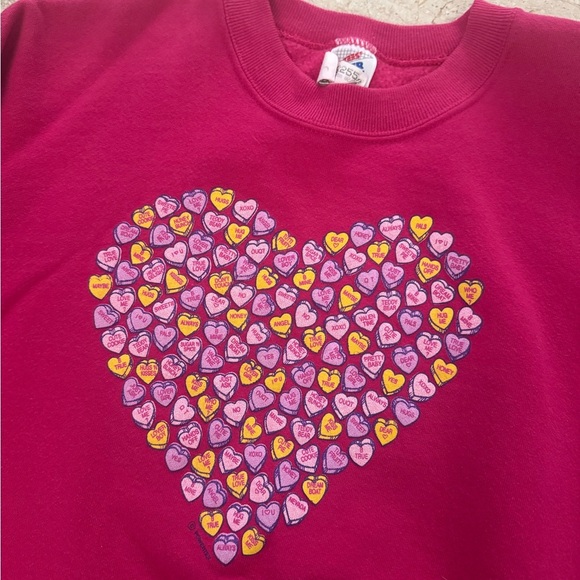 Vintage conversation hearts Sweatshirt pink size large - Picture 2 of 3